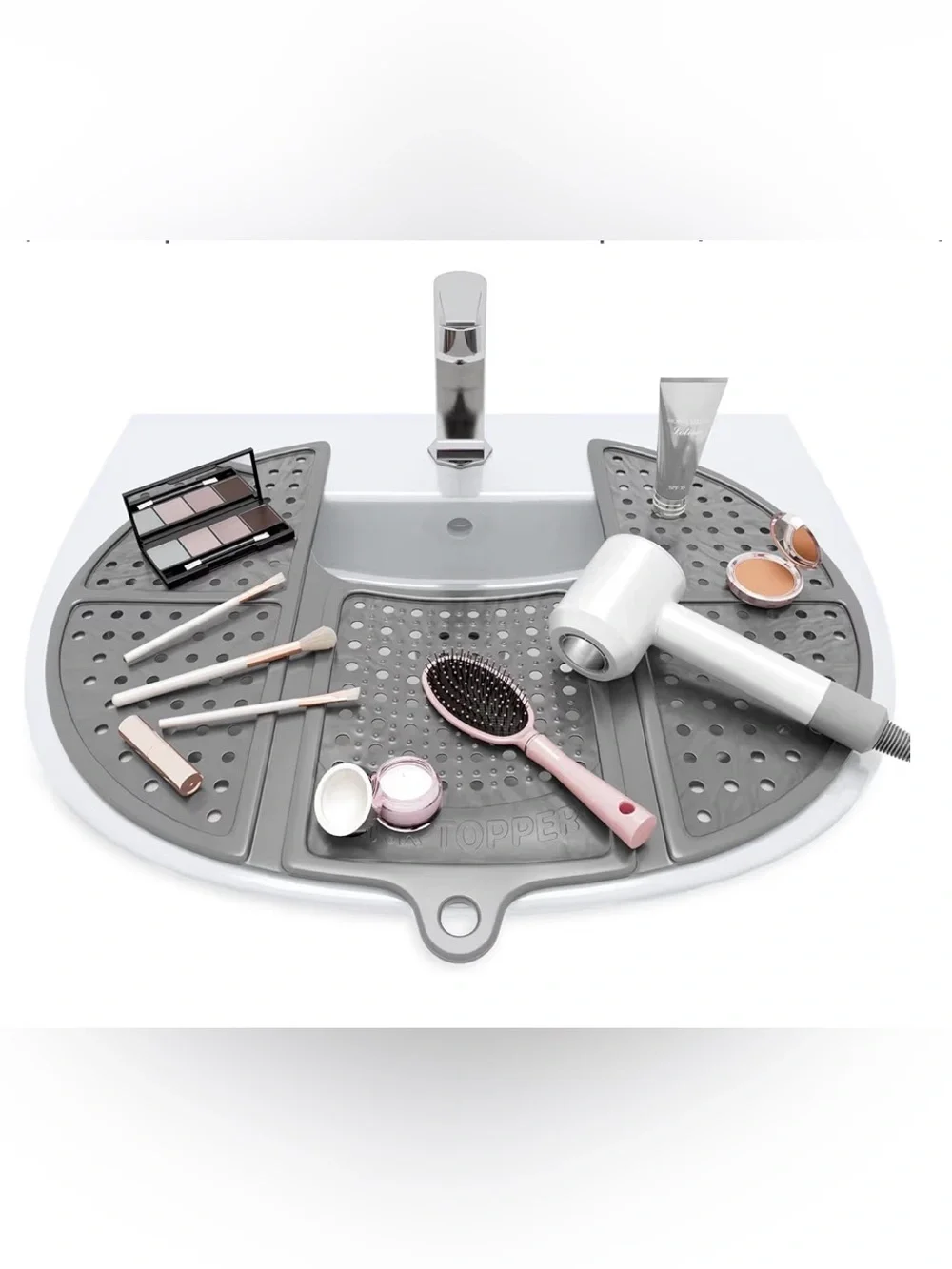Sink Countertop Mat - Gray Bathroom Organization Pad